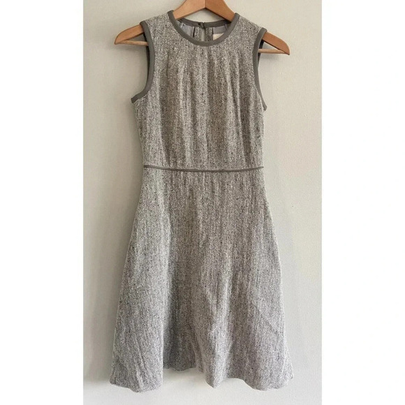 NWT Archerie NY Fit Flare Dress Piped Darted Tweed Gray Size 2 New - Picture 1 of 5